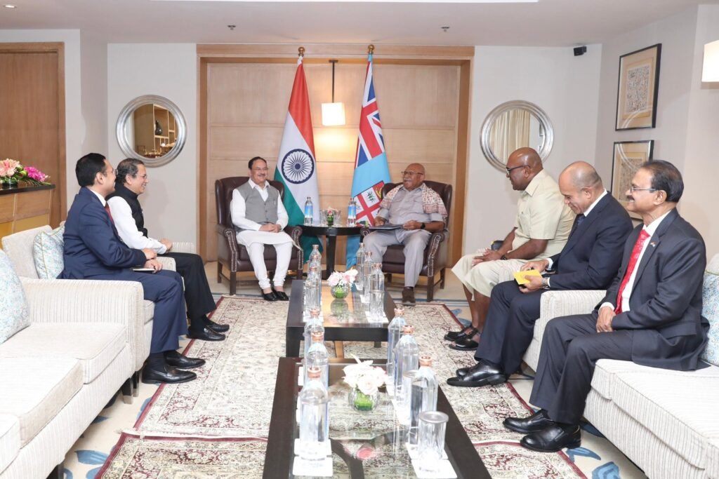 दिल्ली: भाजपा अध्यक्ष जेपी नड्डा ने फिजी के प्रधानमंत्री से की मुलाकात