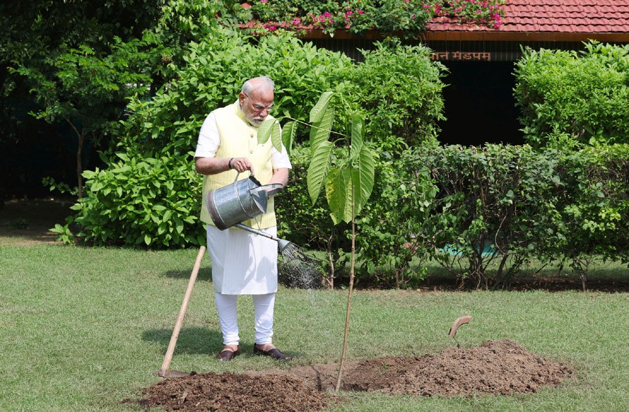 प्रधानमंत्री ने प्रिंस चार्ल्स तृतीय द्वारा उपहार में दिया गया कदम्ब का पौधा लगाया