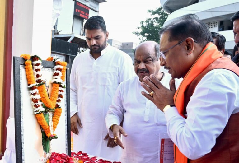 मुख्यमंत्री ने छत्तीसगढ़ महतारी की प्रतिमा पर माल्यार्पण कर उन्हें नमन किया