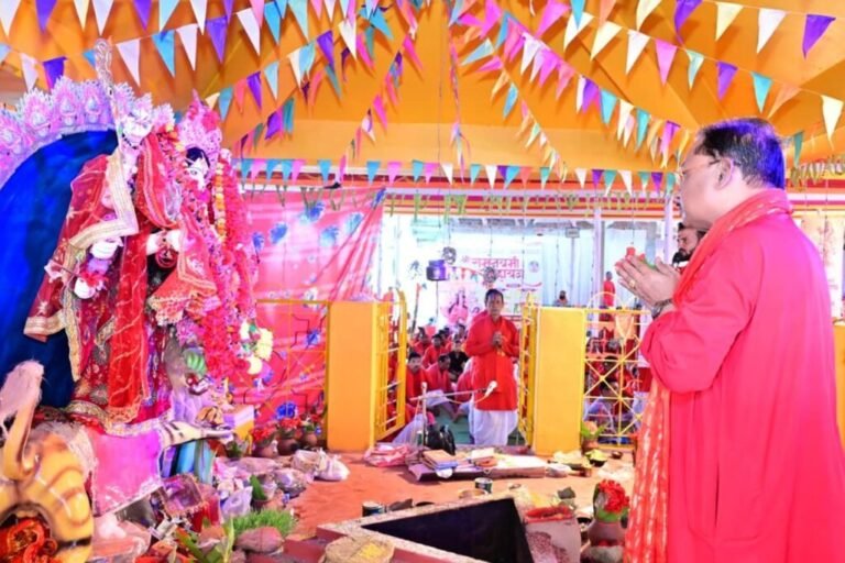 मुख्यमंत्री विष्णुदेव साय ने मां दुर्गा की पूजा-अर्चना कर प्रदेशवासियों की सुख-समृद्धि की कामना