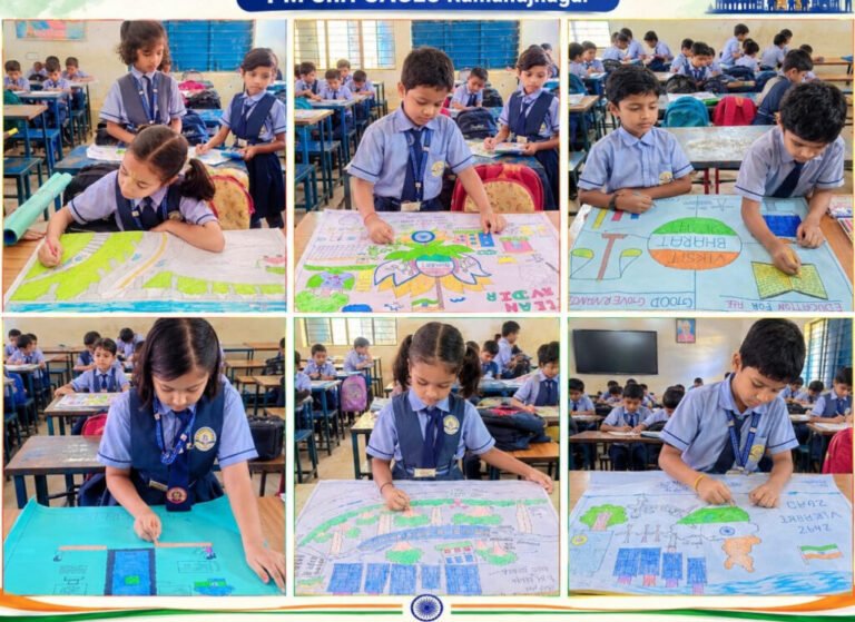 नन्हे हाथों ने रंगों से उकेरी स्वच्छ, हरित, शिक्षित और सशक्त भारत की तस्वीर