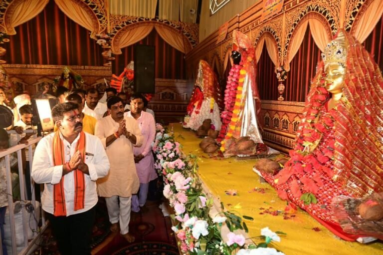 देवी पंडाल बने जनसमस्या निवारण के केंद्र, उप मुख्यमंत्री विजय शर्मा ने मां दुर्गा के चरणों में बैठकर सुनीं ग्रामीणों की समस्याएं